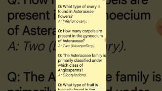 Asteraceae Family important questions botany sunflower family shorts [upl. by Vittoria56]