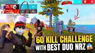 60 kill challenge with my best duo NRZ😱Unstoppable Duo Domination 🔥💀  Intense Gameplay  freefire😱 [upl. by Gal]