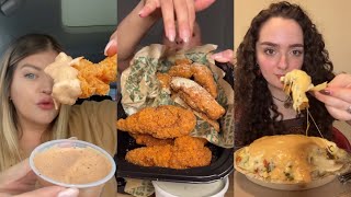 Tiktok mukbang compilation  16  raising canes wingstop and more [upl. by Kcired884]