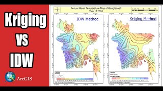 Interpolation method in arcgis II idw vs kriging interpolation IDW vs Kriging  idw and kriging [upl. by Gavini]