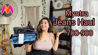 Under 800 Trendy High Waist Jeans Haul  Myntra Bottom Wear Haul  Jeans Haul Myntra Haul Sale [upl. by Airrehs]