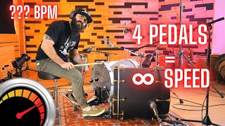 MY BASSDRUM SPEED RECORD  PLAYING 4 PEDALS AT ONCE  400 BPMS [upl. by Samella320]