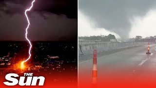 Tornados and thunder storms hit Louisiana killing at least two people [upl. by Uamak]