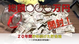 貯金箱開封！ 20年間貯め続けた1万円札限定の貯金箱 想像の3倍以上で腰砕けました💦 [upl. by Bryce]