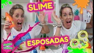 HACIENDO SLIME ESPOSADA CON MI HERMANA GEMELA POR PRIMERA VEZ SLIME CHALLENGE Doble Twins [upl. by Netsirt]