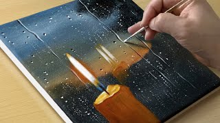 How to Draw a Rainy Night  Acrylic Painting for Beginners  STEP by STEP [upl. by Sekyere]