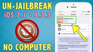 How To UnjailbreakRemove Cydia iOS 933 w Cydia Eraser  Restore Without Updating No Computer [upl. by Marris58]