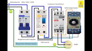 Esquema eléctrico monofasico temporizado y contactor [upl. by Martino]