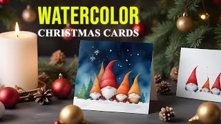 Paint 4 Festive Christmas Gnomes in 7 Minutes with Watercolor [upl. by Ayadahs]