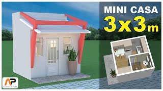 MINI CASA 3 X 3 m PURA – KITNET DE 9m²  Uma solução para terrenos pequenos [upl. by Tacklind]