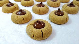 Peanut Butter Blossom Cookies  Just 4 INGREDIENTS [upl. by Nekcarb]