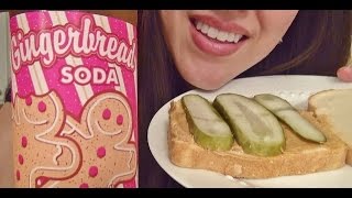 SassEsnacks ASMR  Eating Sounds  Peanut Butter amp Pickle Sandwich  Gingerbread Soda [upl. by Allis]