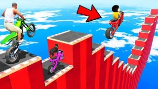 SHINCHAN AND FRANKLIN TRIED THE IMPOSSIBLE ROAD STAIR UPWARDS DOWNWAR CHALLENGE GTA 5 krishan gaming [upl. by Zeke196]