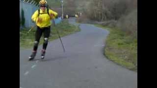 CrossBlading  Nordic amp Alpine Inline Crosscountry Skating w ski poles V1 V2 Slalom [upl. by Oniluap]