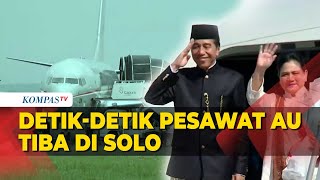 Detikdetik Momen Pesawat TNI AU yang Antar Jokowi Tiba di Bandara Adi Soemarmo [upl. by Aleahpar]