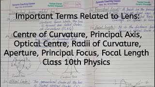 Important Terms related to Lens Chapter 9 Light Reflection and Refraction Class 10 Science [upl. by Vite]