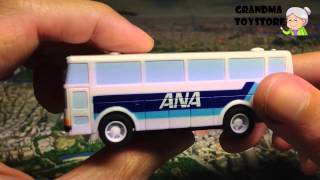 Unboxing TOYS ReviewDemos  Tomica ANA Japan airline airport bus loading passengers gate tarmat [upl. by Scrivens415]