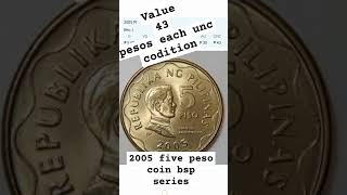 2005 five peso coin bsp series value subscribe [upl. by Ahsinrac179]