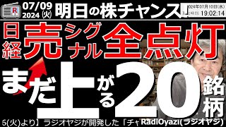 【投資情報株チャンス】最強の相場！日経の「売りシグナル」が全点灯！まだ上がる20銘柄を見て行くよ！●まだ上がりそうな株：9984ソフトバンクＧ、6098リクルート、6501日立、8766●歌：休み [upl. by Bogosian]