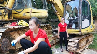 Repairing the steering wheel system for excavator genius girl  Duyen  Mechanical Girl [upl. by Ahsienak473]