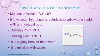 STRUCTURE and USES OF ETHANOLAMINE [upl. by Henriha]