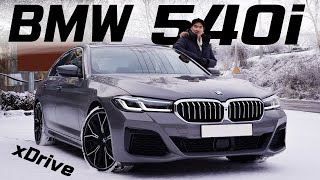 2021 BMW 540i xDrive M Sport Review  New BMW 5 Series – Let me show you BMW xDrive working in snow [upl. by Warfourd]