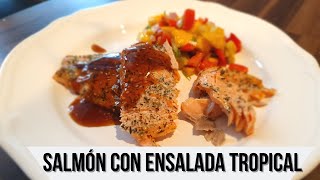 Salmón con ensalada tropical  En la cocina con Linda [upl. by Diego]