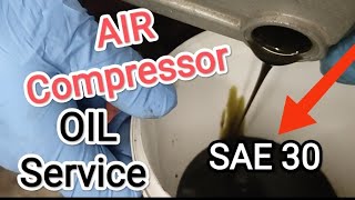 Air Compressor Oil Change  How to Service Compressor [upl. by Rambort190]