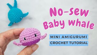 NOSEW How To Crochet  Easy Amigurumi Baby Whale Tutorial [upl. by Ardnic543]