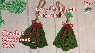 Crochet Christmas Tree ornaments How to Crochet Granny Christmas Tree flat Superfast and Very Easy [upl. by Ninos841]