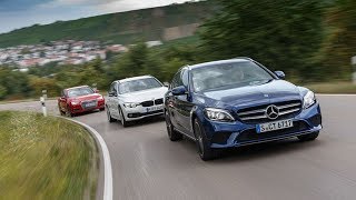 2019 Mercedes C220d Estate vs 2018 Audi A4 Avant 20 TDI vs 2018 BMW 320d Touring [upl. by Lenahtan464]