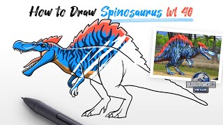 How to Draw Spinosaurus level 40 dinosaur from Jurassic World The Game Easy Step By Step [upl. by Hoover]