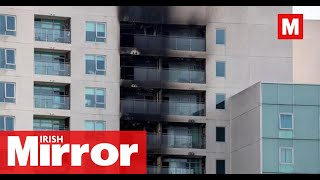 Blanchardstown fire began on balcony with as many as 35 apartments affected [upl. by Nilyac]