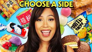 Choose A Side Iconic Asian Snack Battle F Santi From Food Theorists [upl. by Arihs]