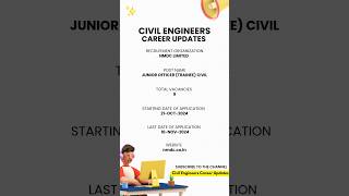 NMDC Limited Junior Officer Trainee Civil Job Alert  Civil Engineers Career Updates civilengineer [upl. by Mattland510]