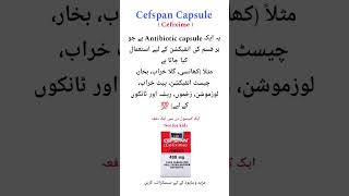 Cefspan 400mg Capsule Uses in Urdu ہر قسم کی انفیکشن کے لیے Benefits side effect trending shorts [upl. by Paloma]