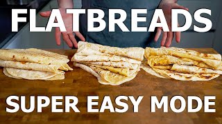 3 SUPER EASY And Delicious Flatbread Recipes Everyone Should Know How To Make No Oven  No Yeast [upl. by Alleuqahs839]