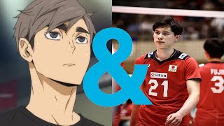 JAPAN makes a FAKE SPIKE in the OLYMPICS  Osamu Miya amp Ran Takahashi Haikyuu Vs Real Life [upl. by Assirual91]