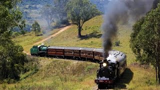 Garratt AD60 6029 at Thirlmere Festival of Steam March 2016 with 3016 3265 3642 [upl. by Wilhide]