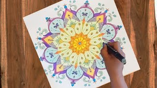 Comment colorier un mandala avec des twinmarkers  petite pause pleine de zénitude [upl. by Pinckney]