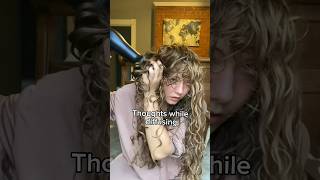 Thoughts while diffusing wavy hair wavycurls hairstyle curlyhair hair tutorial [upl. by Ellevehs568]