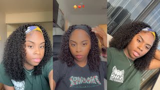 AMAZON WIG INSTALL  18” HEADBAND KINKY CURLY WIG  Simply Asia [upl. by Asilehs]