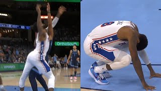 Paul George hyperextends knee AGAIN in first ever game with Embiid and Maxey [upl. by Alayne355]