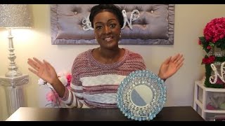 DIY Dollar Tree Mirror Gem Plate Stand  Mable Glass Display Tray  Living Room Centerpiece [upl. by Albertina343]