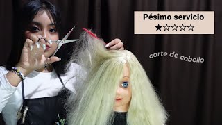 ASMR peluquera antipática corta tu cabello 😟✂️ peor salón de belleza [upl. by Thalia]