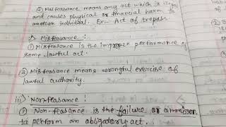 Malfeasance Misfeasance amp Non Feasance Imp Questions Tort  5th Sem Part 7 [upl. by Waite]