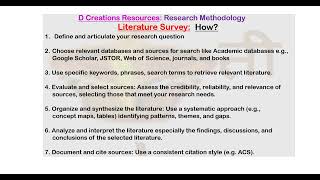 how Literature survey Ep 12 Research Methodology interpretation results D Creations Resources [upl. by Anoirtac]