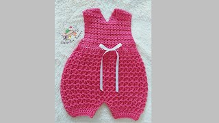 OVEROL PARA BEBÉ A CROCHET  PASO A PASO  PUNTO FANTASIA  3 A 6 MESES [upl. by Leanahtan]