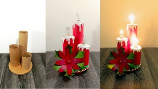 hacer velas navideñas de reciclaje paso a paso con tubos de carton rollos de papel higienico [upl. by Ran]