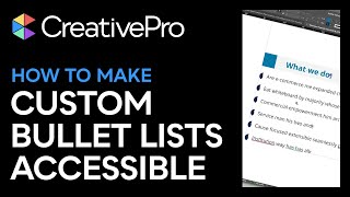 InDesign How to Make Lists with Custom Bullets Accessible Video Tutorial [upl. by Tamberg]